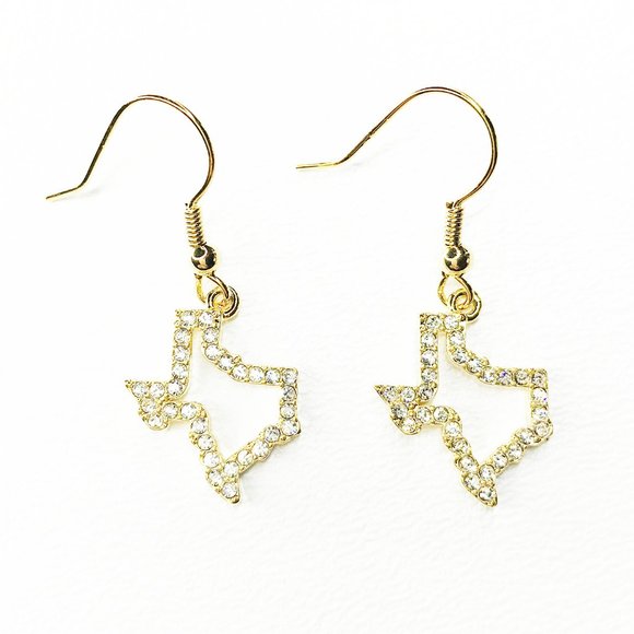 State of Texas Rhinestone Dangle Earrings - Picture 1 of 3